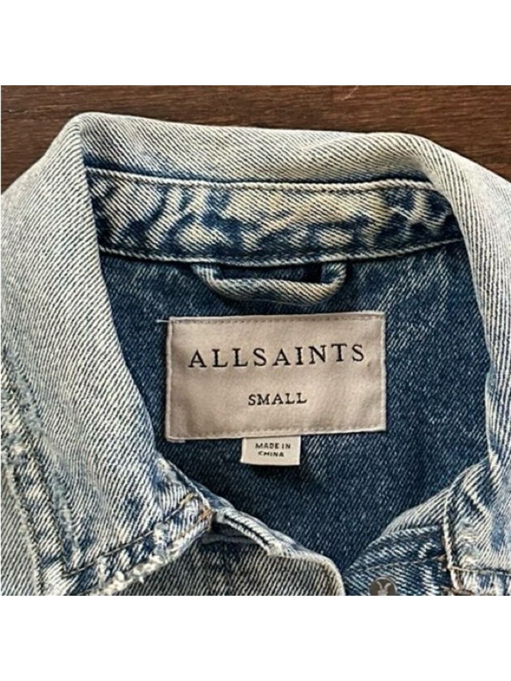 ALLSAINTS Distressed Denim Jacket Blue size-Small EUC - Picture 8 of 15